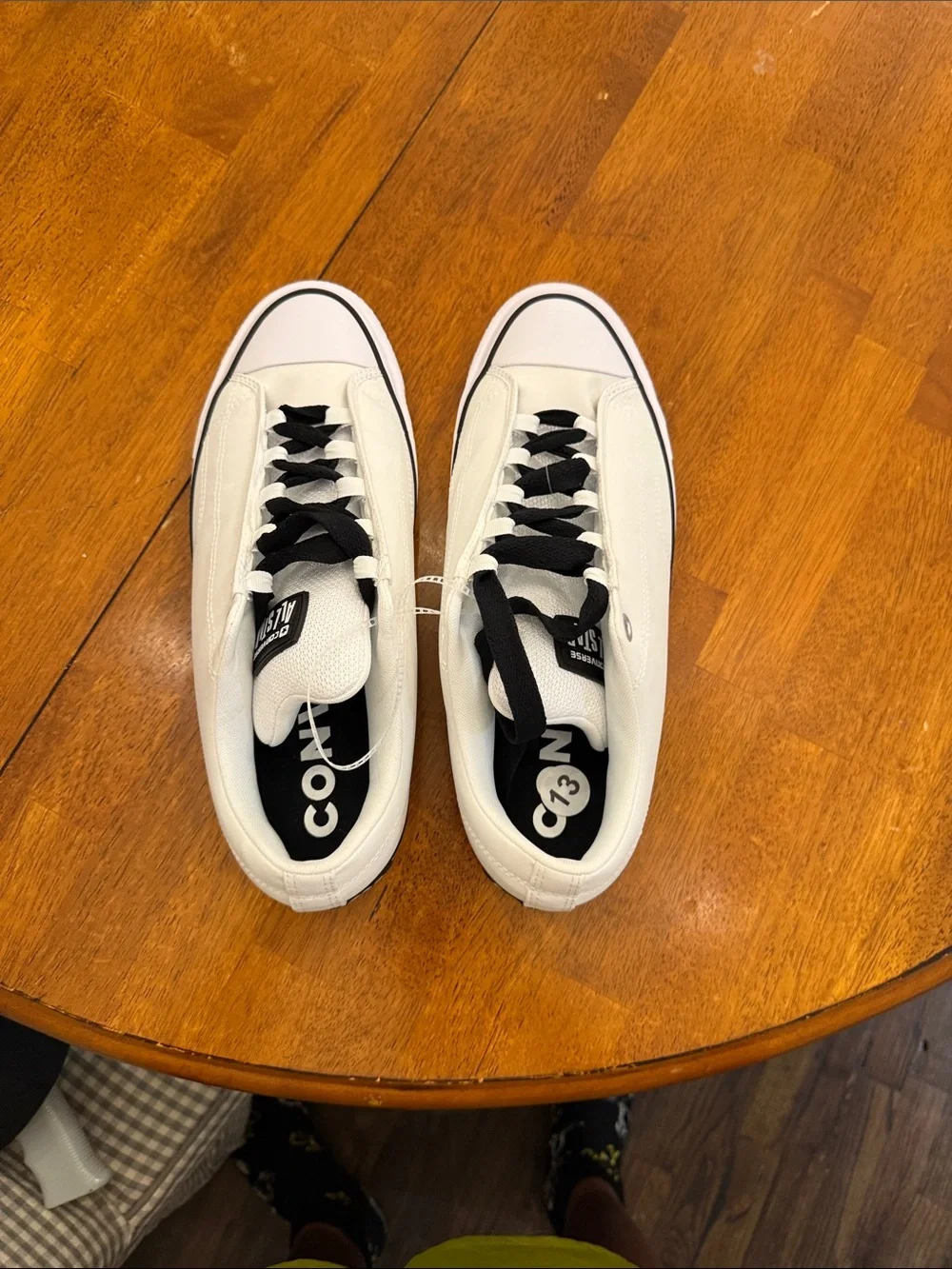 Converse White Low-Top Sneakers with Black Accents size 13 new